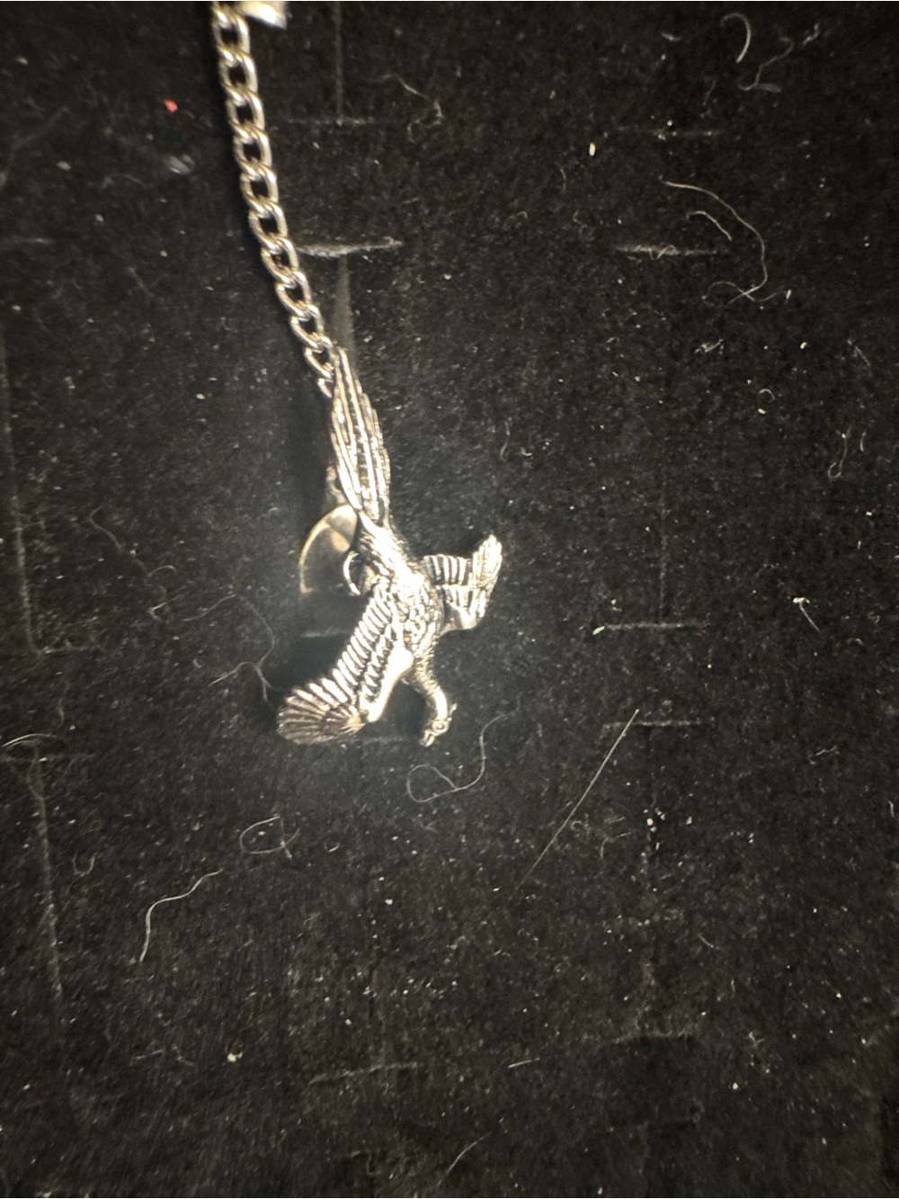 Eagle Tie Tack Lapel Pin Silver Tone Chain Bar Vintage Style Men’s Jewelry